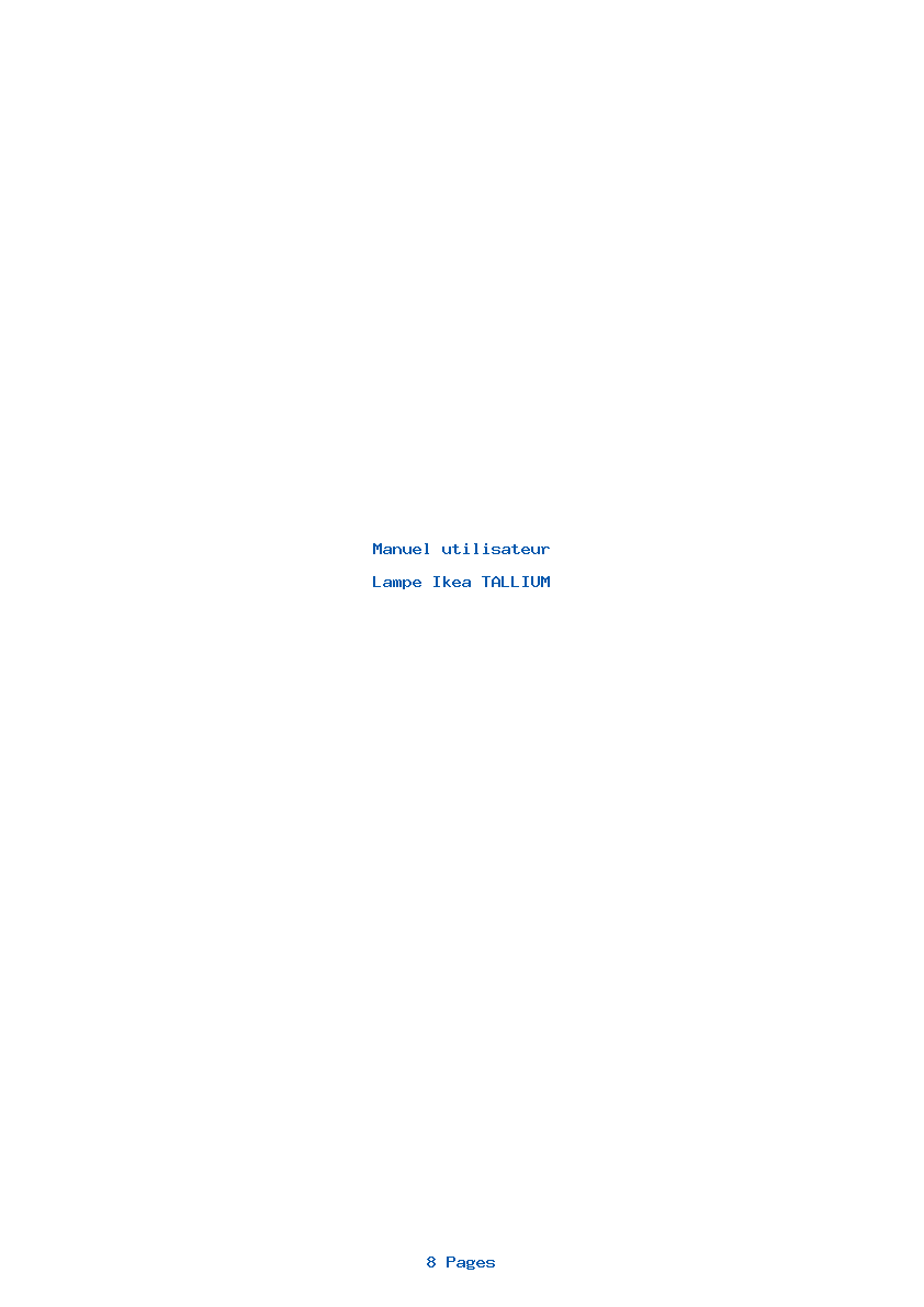 Page 1 de la notice Manuel utilisateur Ikea TALLIUM