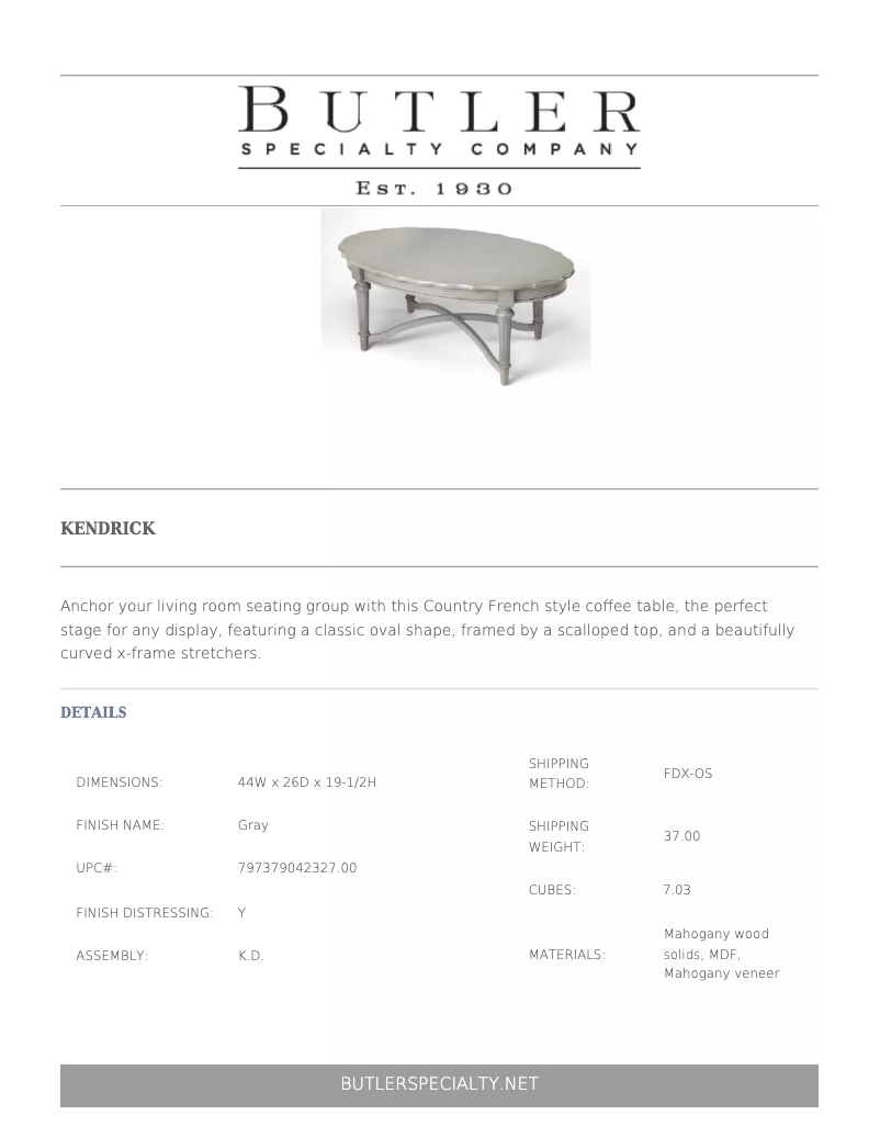 Página 1 del manual Manual de usuario Butler Kendrick