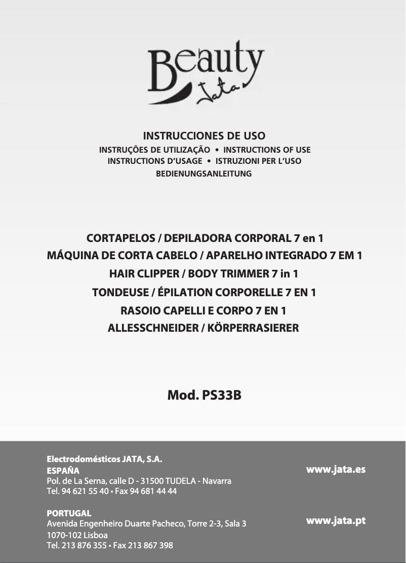 Page 1 de la notice Manuel utilisateur Jata PS33B