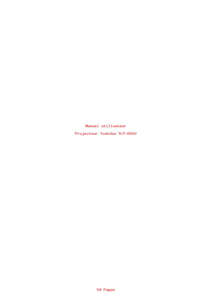 Page 1 de la notice Manuel utilisateur Toshiba TLP-681U