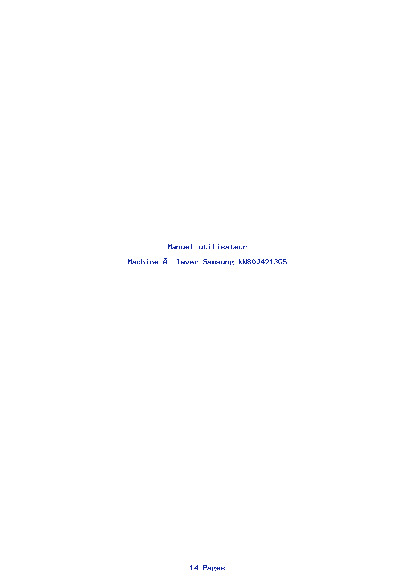 Page 1 de la notice Manuel utilisateur Samsung WW80J4213GS