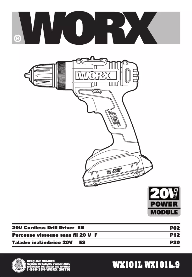 Page 1 de la notice Manuel utilisateur Worx WX101L
