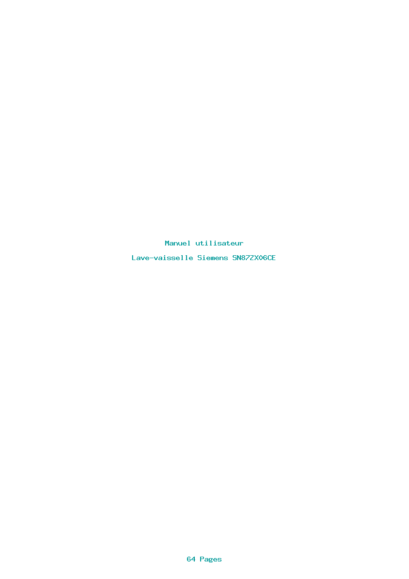 Page 1 de la notice Manuel utilisateur Siemens SN87ZX06CE