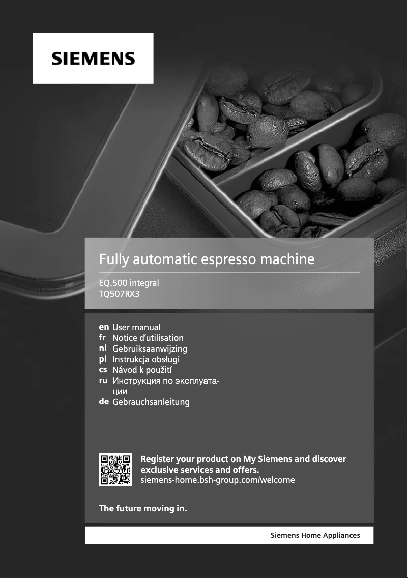 Page 1 de la notice Manuel utilisateur Siemens EQ.500 Integral RVS TQ507RX3