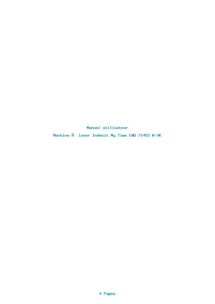 Page 1 de la notice Manuel utilisateur Indesit My Time EWD 71452 W UK