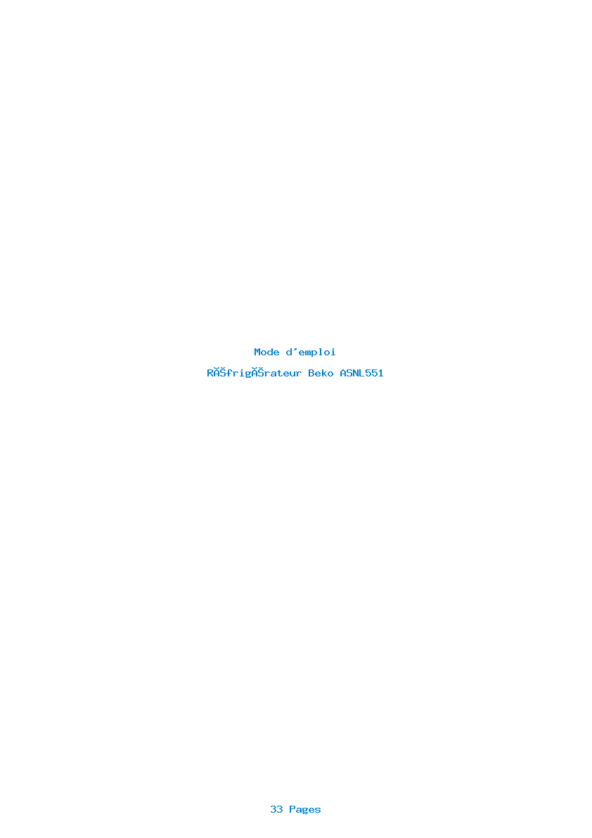 Page 1 de la notice Mode d'emploi Beko ASNL551