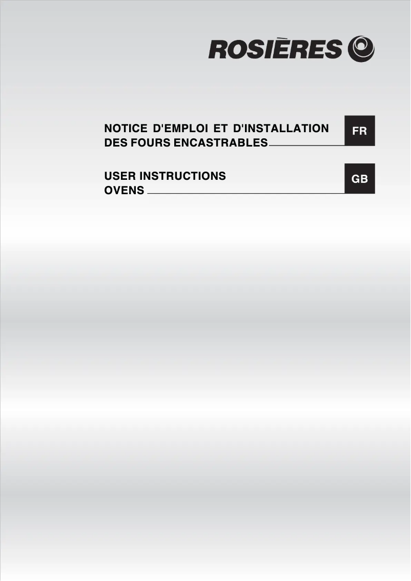 Page 1 de la notice Manuel utilisateur Rosieres RF 6072 PN