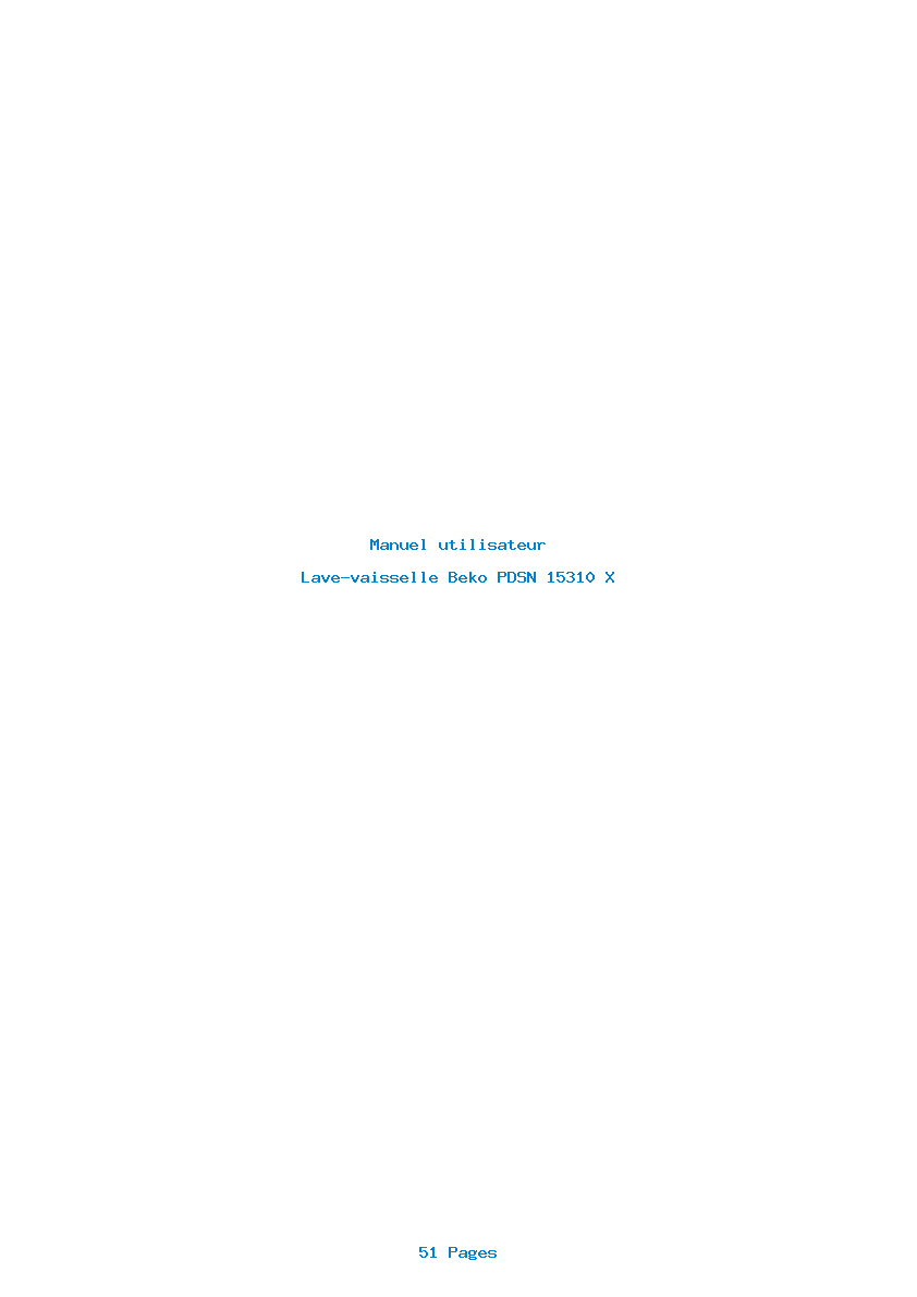 Page 1 de la notice Manuel utilisateur Beko PDSN 15310 X