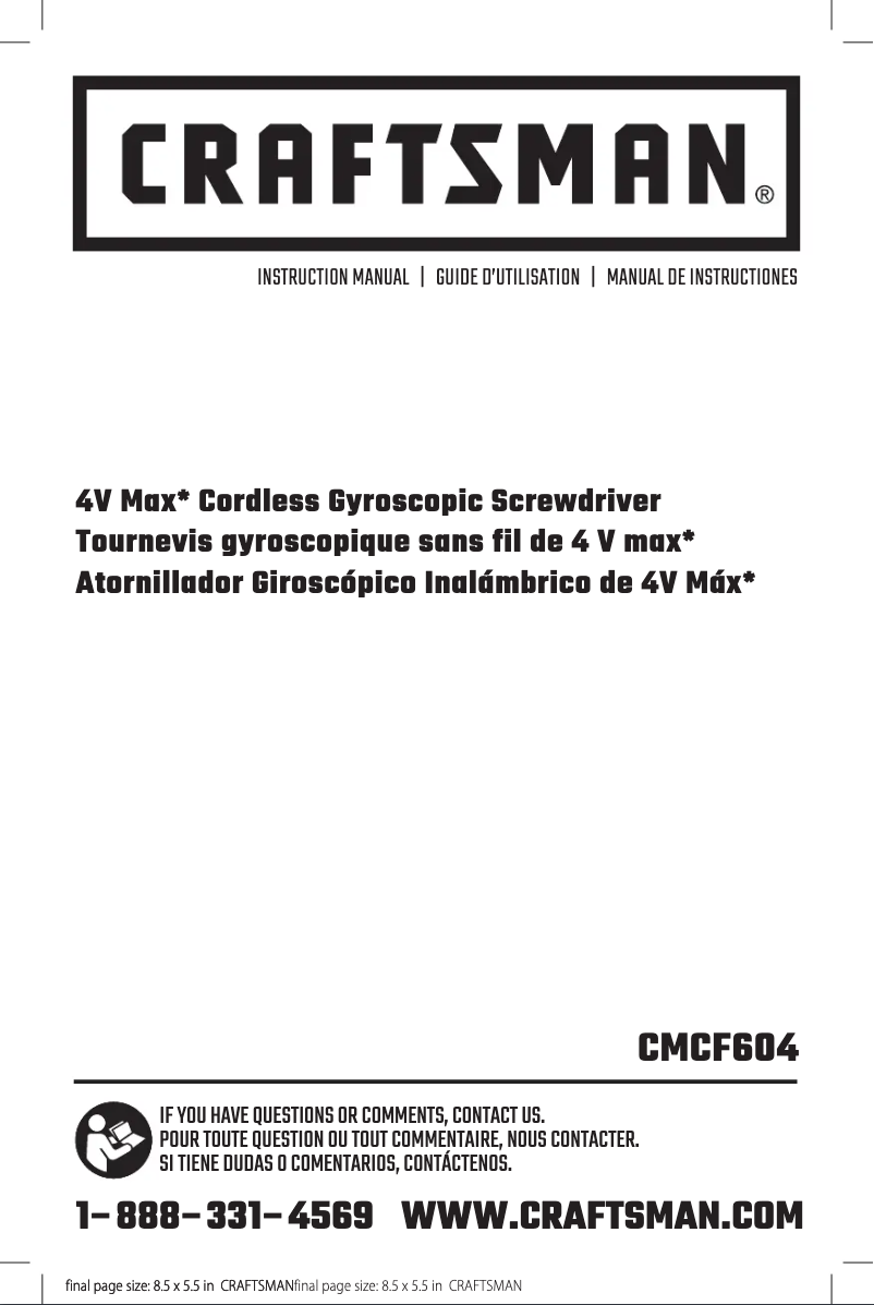 Page 1 de la notice Manuel utilisateur Craftsman CMCF604