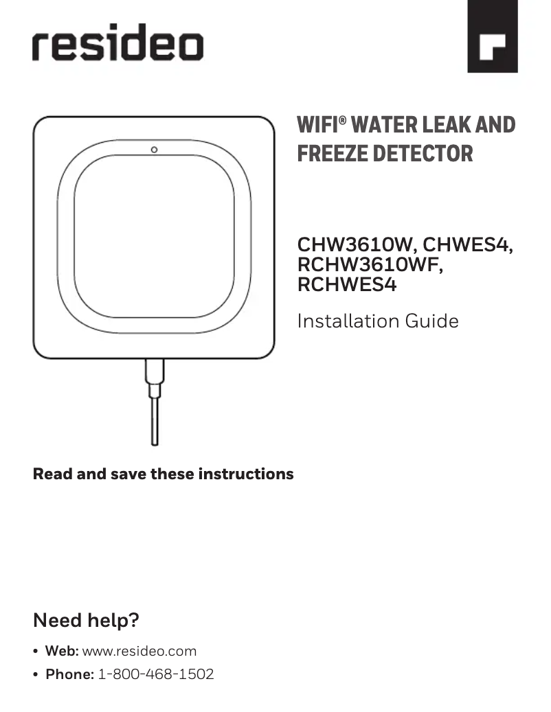 Page 1 de la notice Guide d'installation Honeywell RWD41/T