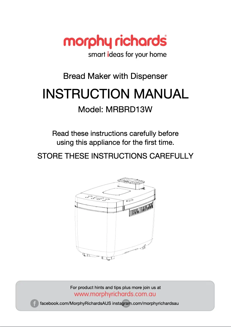 Page 1 of the manual User Manual Morphy Richards MRBRD13W