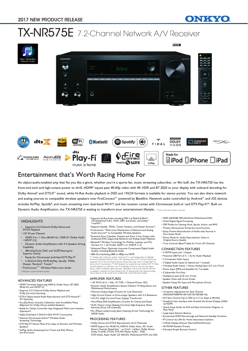 Página 1 del manual Ficha técnica Onkyo SKW-770