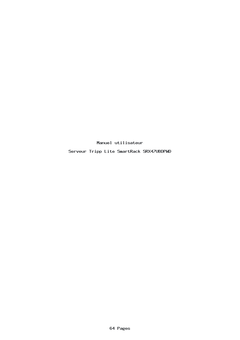 Page 1 de la notice Manuel utilisateur Tripp Lite SmartRack SRX47UBDPWD
