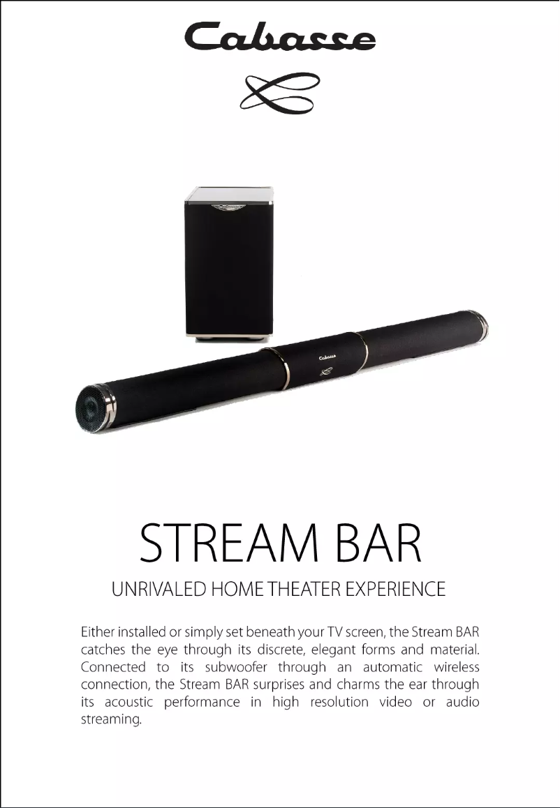 Page 1 de la notice Fiche technique Cabasse Stream BAR