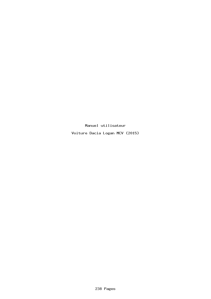 Page 1 de la notice Manuel utilisateur Dacia Logan MCV (2015)