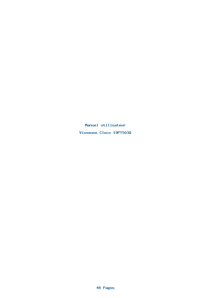 Page 1 de la notice Manuel utilisateur Cleco 19PTS03Q