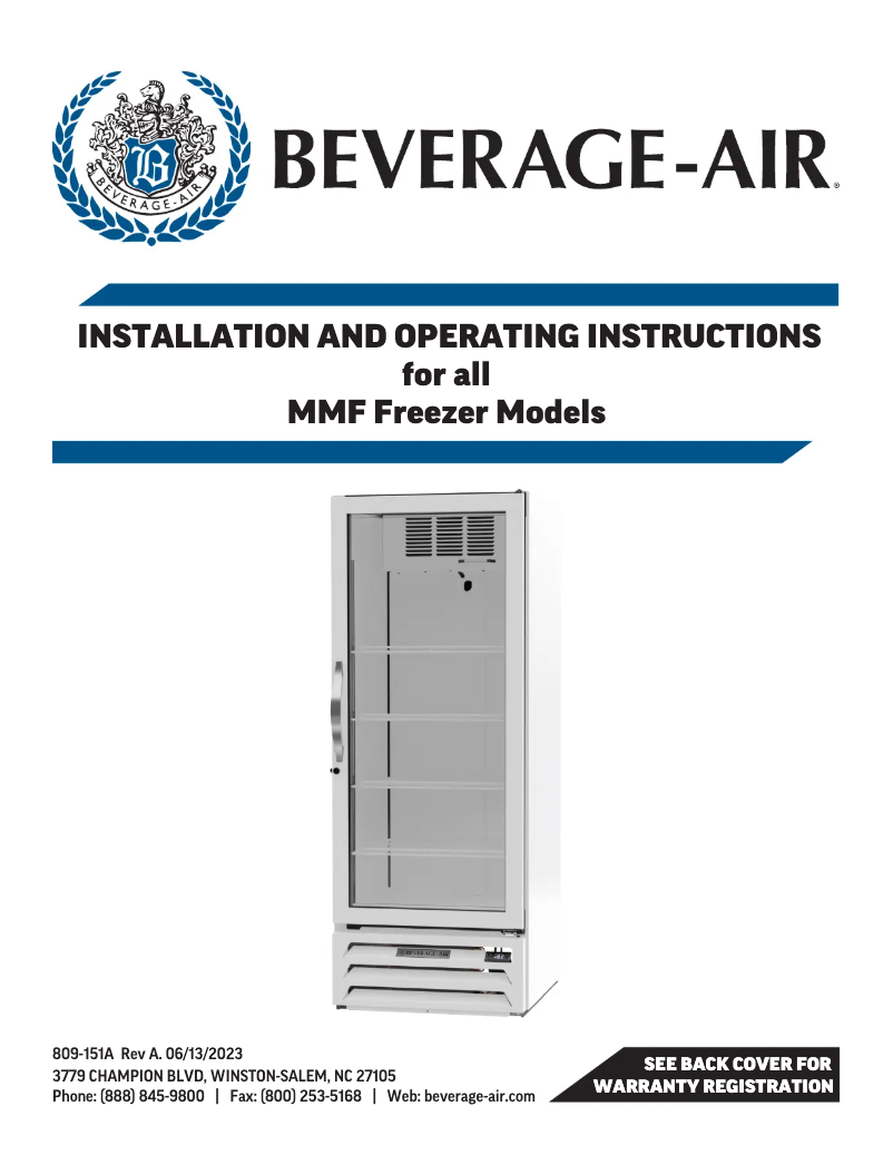 Page 1 de la notice Manuel utilisateur Beverage-Air MMF27HC-1-BB-18