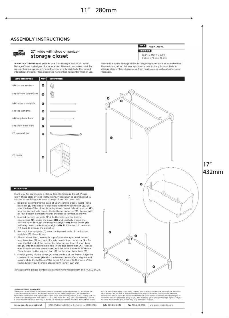 Page 1 de la notice Manuel utilisateur Honey-Can-Do WRD-01270