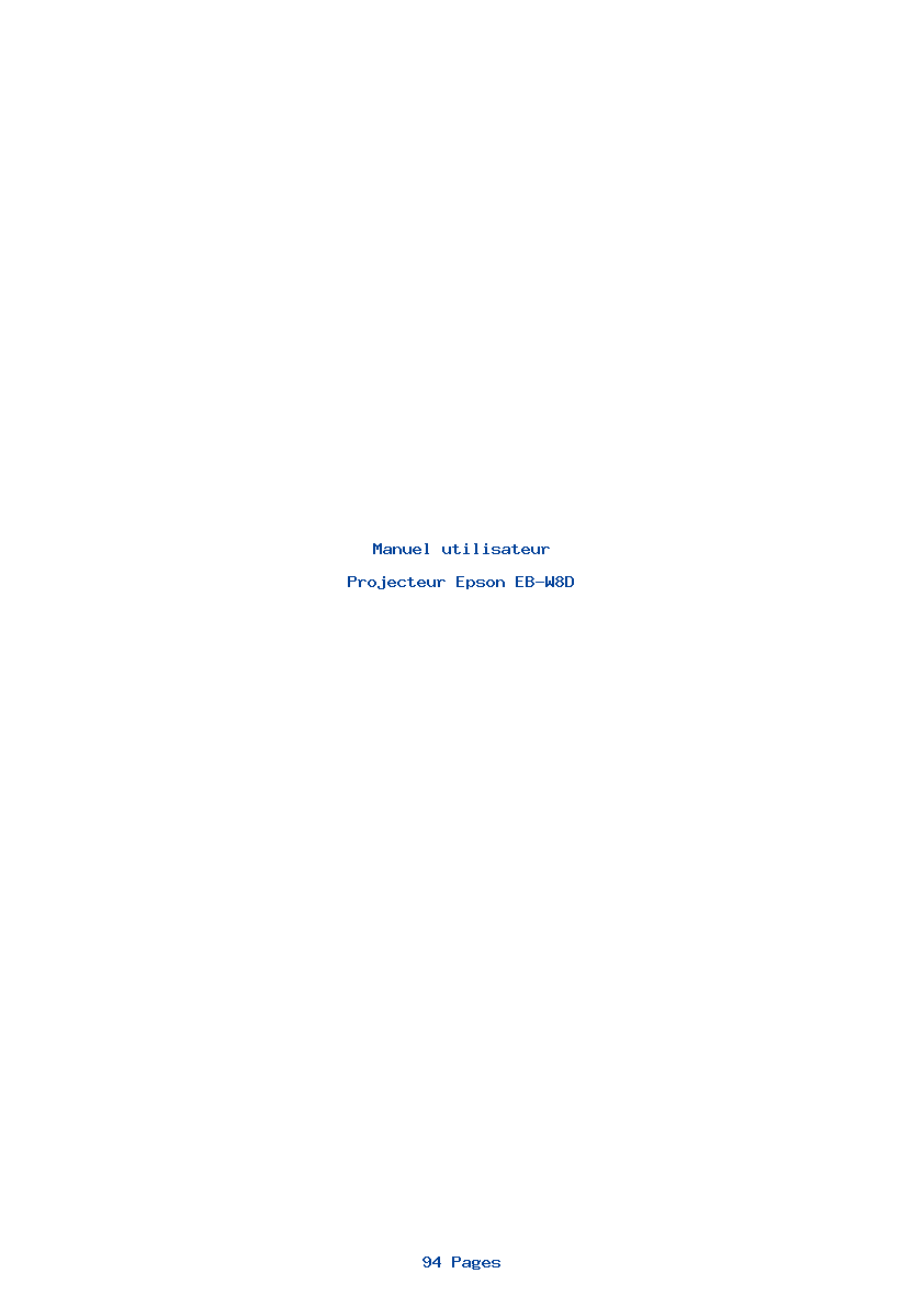 Page 1 de la notice Manuel utilisateur Epson EB-W8D