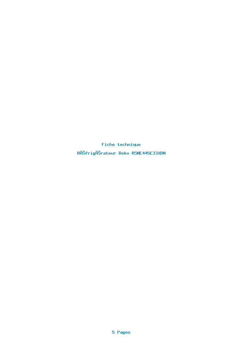 Page 1 de la notice Fiche technique Beko RSNE445E33XBN