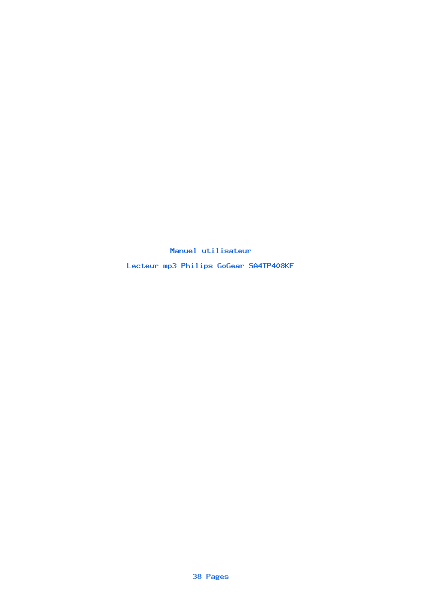 Page 1 de la notice Manuel utilisateur Philips GoGear SA4TP408KF