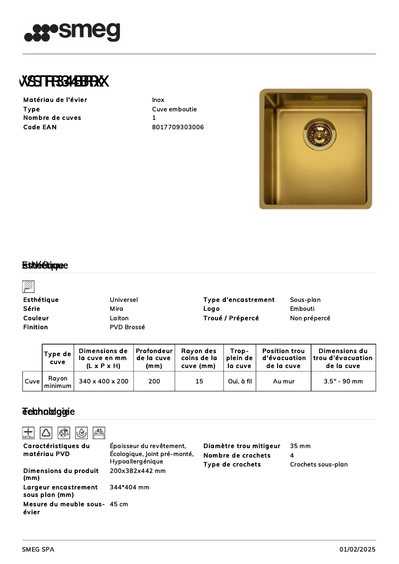 Page 1 de la notice Manuel utilisateur Smeg VSTR34BRX