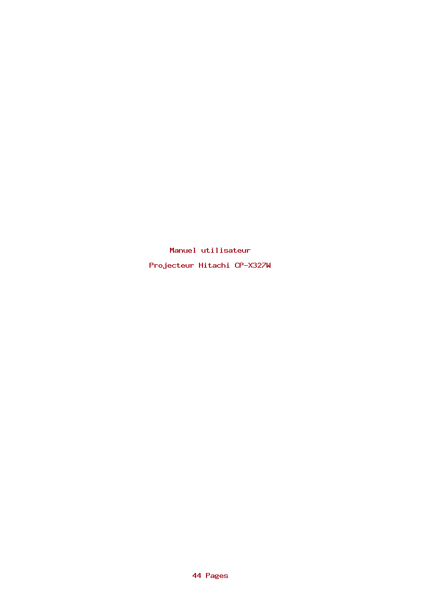 Page 1 de la notice Manuel utilisateur Hitachi CP-X327W
