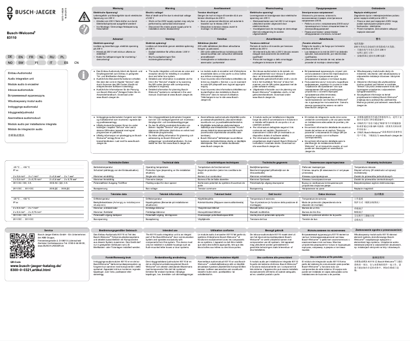 Page 1 de la notice Manuel utilisateur Busch-Jaeger 2CKA008300A0321
