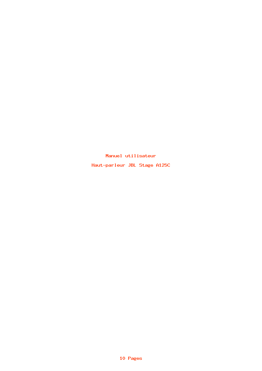 Page 1 de la notice Manuel utilisateur JBL Stage A125C