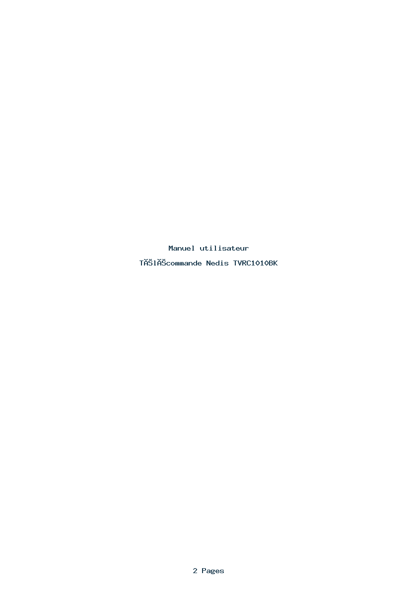 Page 1 de la notice Manuel utilisateur Nedis TVRC1010BK