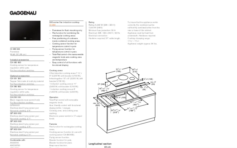 Página 1 del manual Ficha técnica Gaggenau CI282602