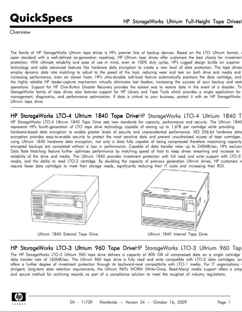 Page 1 of the manual User Manual HP StoreEver LTO-6 Ultrium 6650