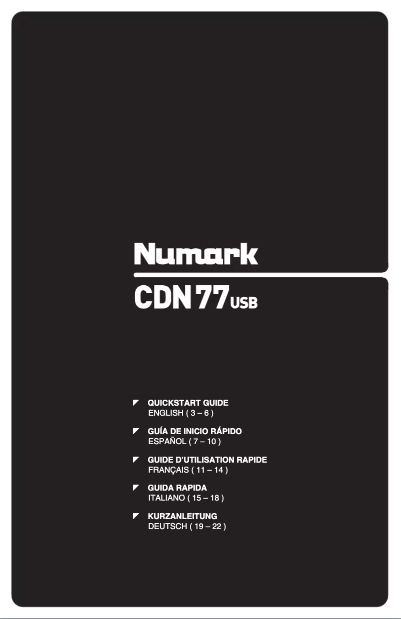 Page 1 de la notice Manuel utilisateur Numark CDN77USB