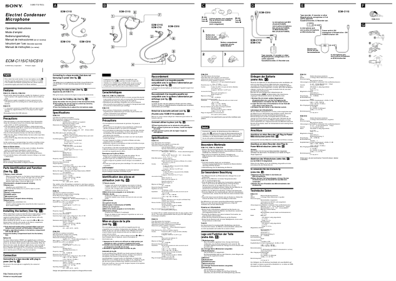 Page 1 de la notice Manuel utilisateur Sony ECM-C115