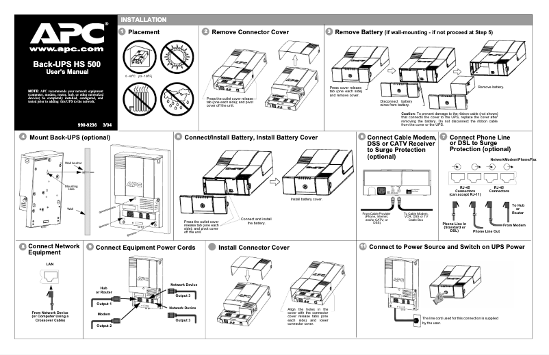 Page 1 de la notice Manuel utilisateur APC BH500