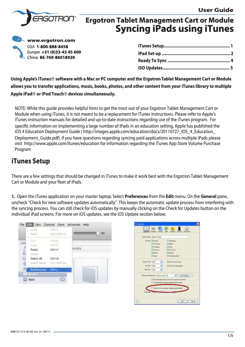 Page 1 de la notice Manuel utilisateur Ergotron Tablet Mangement Desktop Module