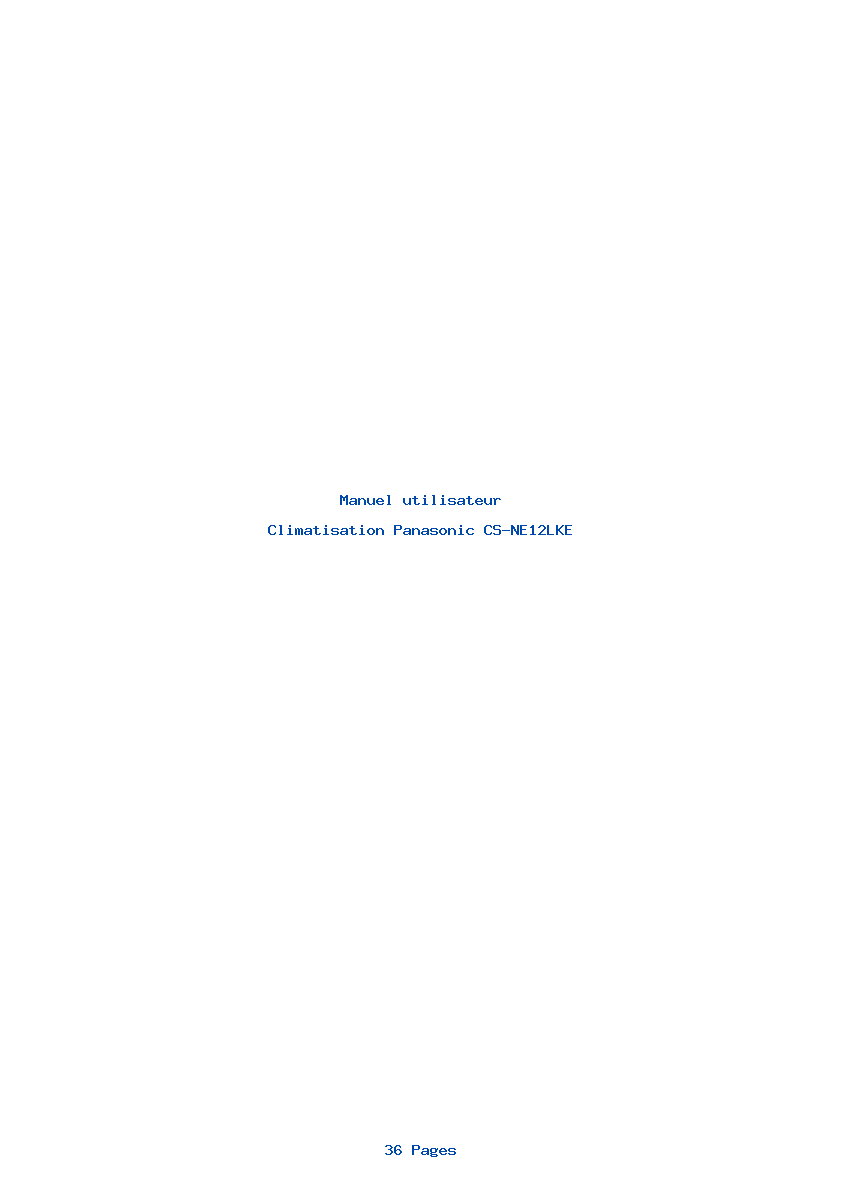 Page 1 de la notice Manuel utilisateur Panasonic CS-NE12LKE