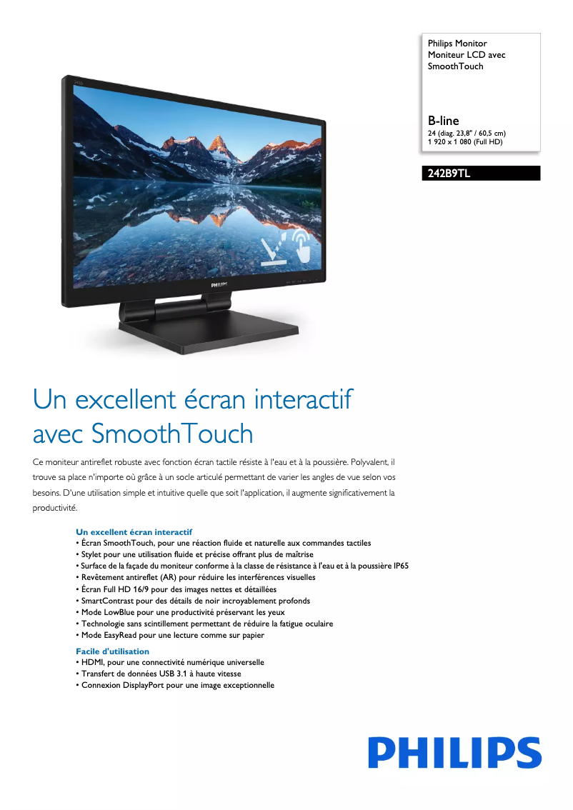 Page n°1 - Fiche technique Philips B Line 242B9TL