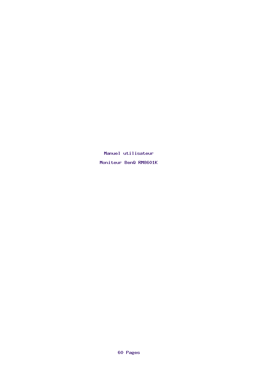 Page 1 de la notice Manuel utilisateur BenQ RM8601K