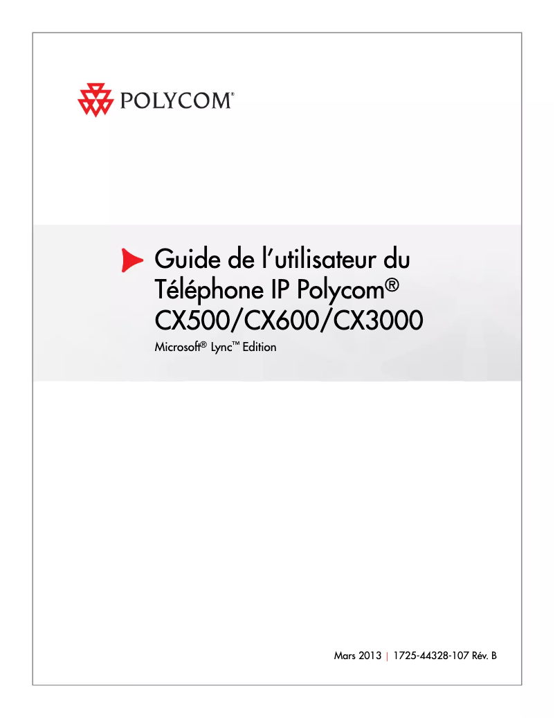 Page 1 de la notice Manuel utilisateur Polycom CX3000
