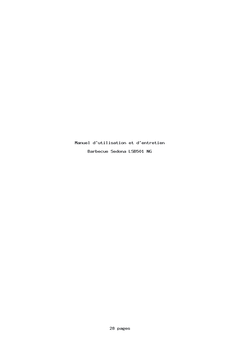 Page 1 de la notice Manuel d'utilisation et d'entretien Sedona LSB501 NG