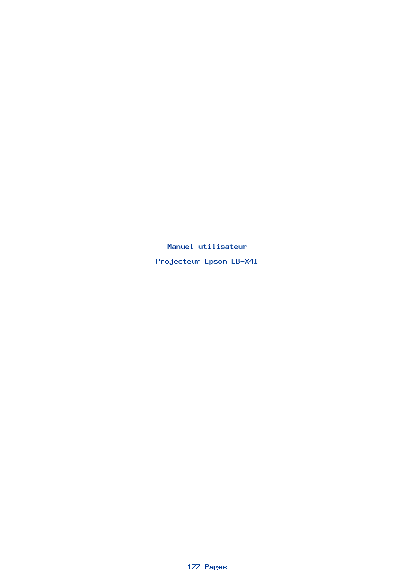 Page 1 de la notice Manuel utilisateur Epson EB-X41