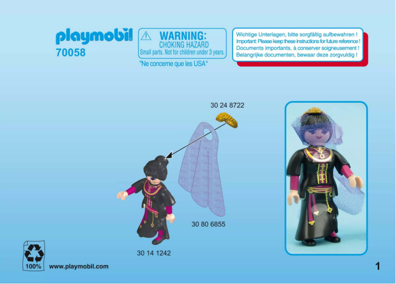 Page 1 de la notice Manuel utilisateur Playmobil 70058