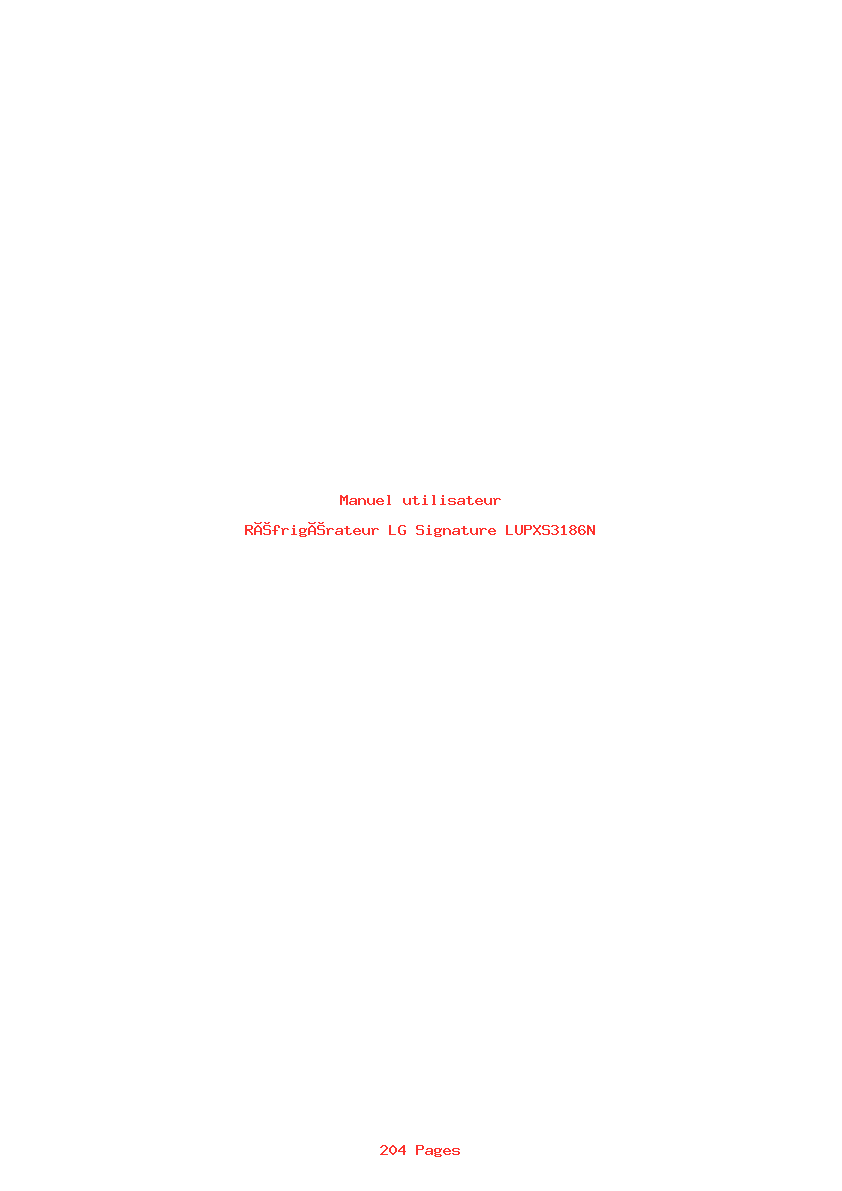 Page 1 de la notice Manuel utilisateur LG Signature LUPXS3186N