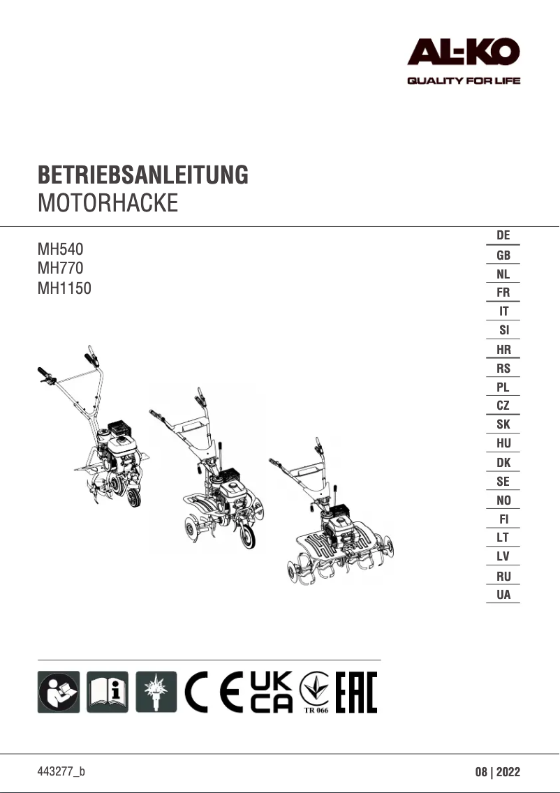 Page 1 de la notice Manuel utilisateur AL-KO MH 1150