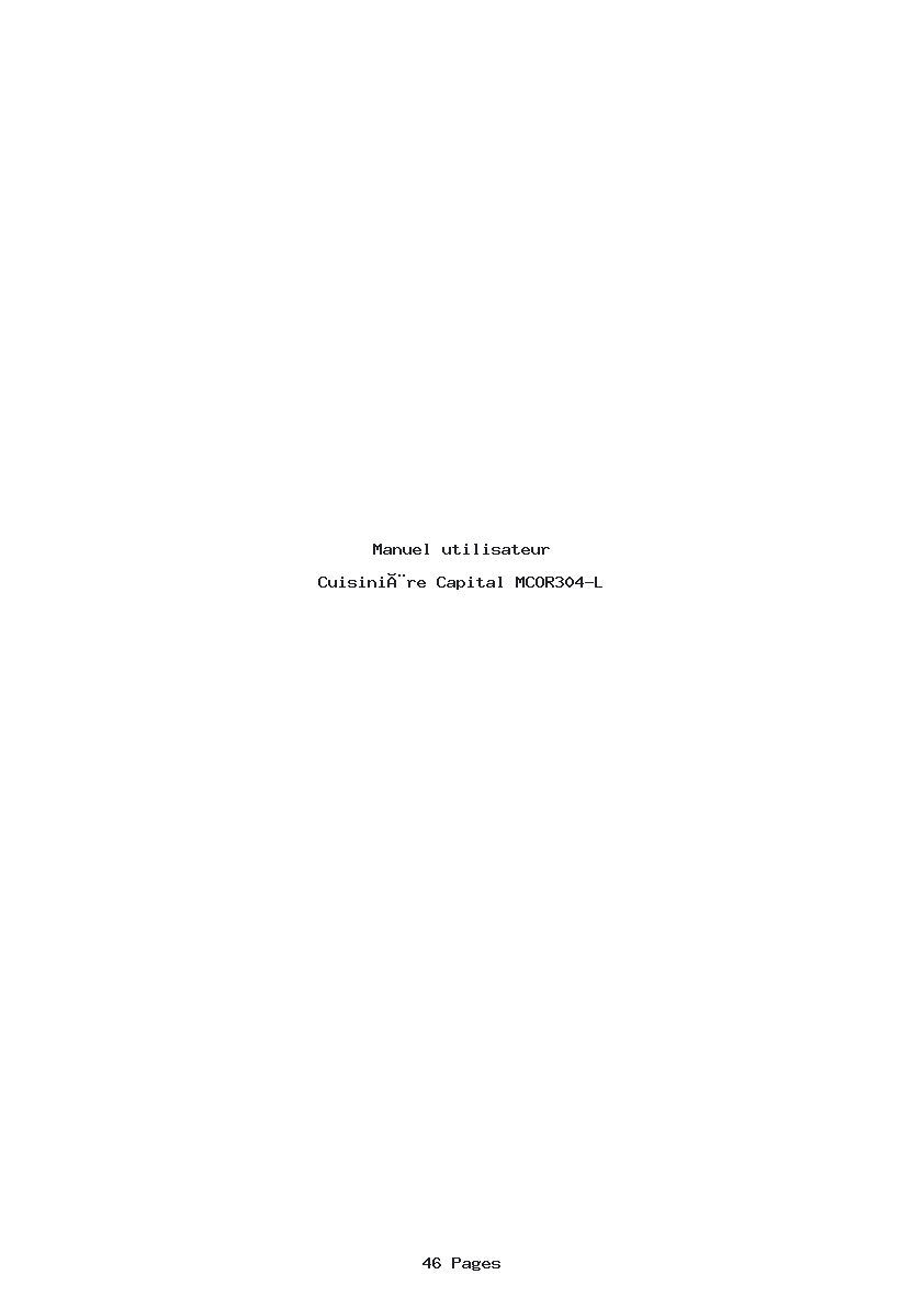 Page 1 de la notice Manuel utilisateur Capital MCOR304-L
