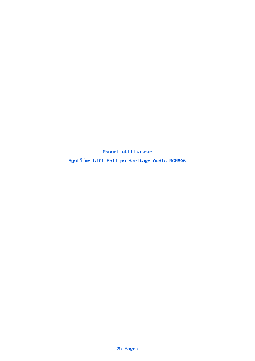 Page 1 de la notice Manuel utilisateur Philips Heritage Audio MCM906