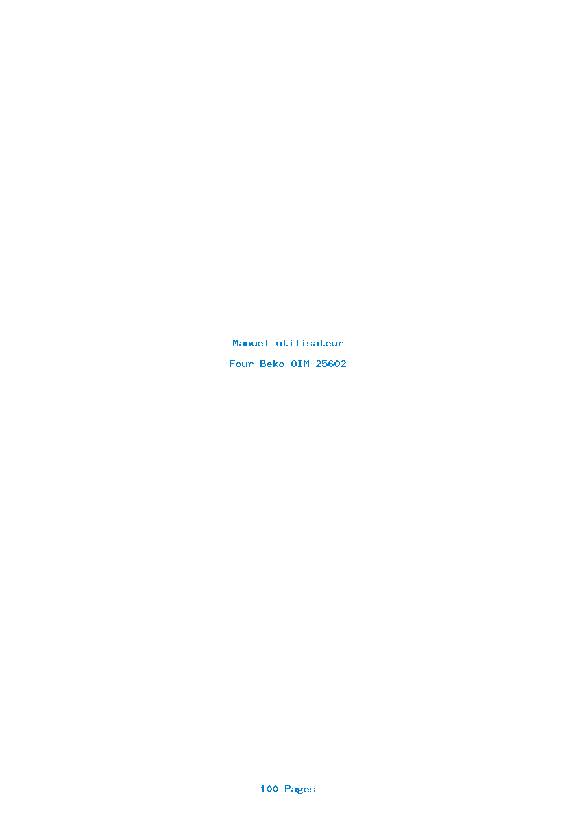 Page 1 de la notice Manuel utilisateur Beko OIM 25602