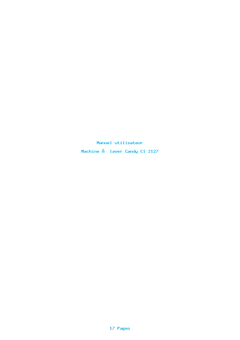 Page 1 de la notice Manuel utilisateur Candy Cl 2127
