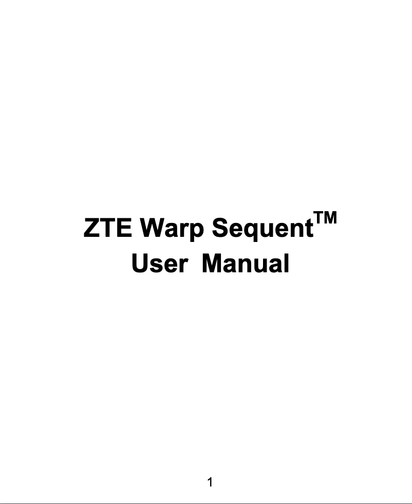 Page 1 de la notice Manuel utilisateur ZTE Warp Sequent